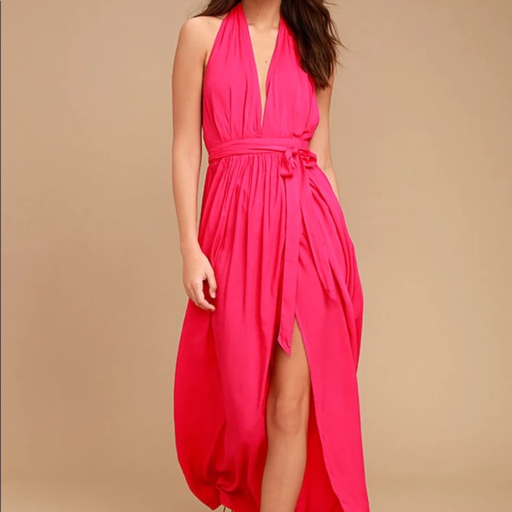 Magical Movement Hot Pink Wrap Maxi Dress